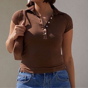 Brandy Melville Brown Button Down Shirt
